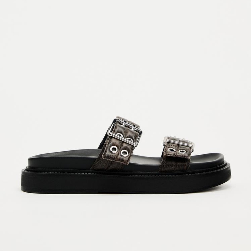 ZARA METAL APPLIQUE FLAT SANDALS NWT - Picture 2 of 7